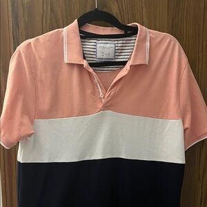 Men's Pink, White, and Black Polo